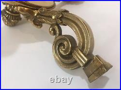 Vintage Heavy Brass Wall Sconce 3 Arms 4 Candle Holder, 7 Tall x 11 1/2 Widest