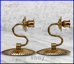 Vintage Hollywood Regency Brass Wall Hanging Candle Sconces A Pair