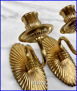 Vintage Hollywood Regency Brass Wall Hanging Candle Sconces A Pair