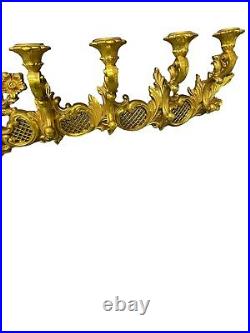 Vintage Hollywood Regency Gold Resin Wall Sconce Candle Holder Dart Ind. 4000