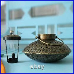 Vintage Iron Sheet Made Oil Lamp/ Incense Holder with Brass Bell Wall Hanging