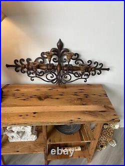 Vintage Iron & Wood Wall Sconce With 4 Candle Holders. By Chapman Made In Italy