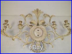 Vintage Italian Italy Creamy & Gold Tole Candle Holder Wall Hanging 39 Long