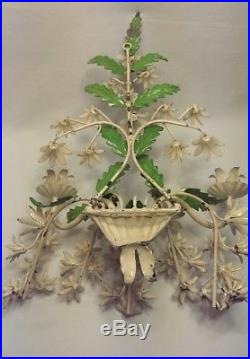 Vintage Italian Metal Flower Tole Wall Sconce