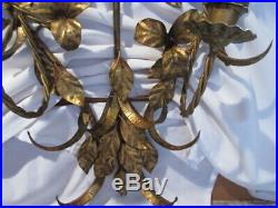 Vintage Italian Metal Wall Sconce Candle Holders 33 by 23 Wide & 6 Deep EXCEL