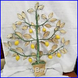 Vintage Italian Potted Lemon Tree Tole Toleware Candle Wall Hanging Decor 17x20