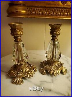Vintage Italy 12pc Lot Gold Wall Decor Shelf Mirror Plaques Candle holders Vase