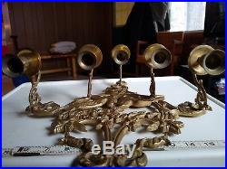 Vintage Large Brass Wall Sconce 5 Taper Candle Holder Tree Love Birds Leaves 16