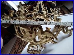 Vintage Large Brass Wall Sconce 5 Taper Candle Holder Tree Love Birds Leaves 16