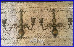 Vintage Lot 2 English Brass Candle Holders Wall Sconces Décor Made in England