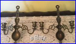 Vintage Lot 2 English Brass Candle Holders Wall Sconces Décor Made in England