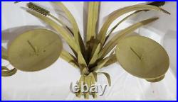 Vintage MCM pair of metal wheat wall sconces/candle holder neutral tone