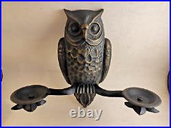 Vintage Metal (Cast Iron) Owl Candlestick Holder, USSR Wall Hanging Candle Hold