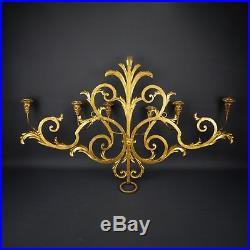 Vintage Metal Gold Gilt 6 Arm Candle Wall Sconce Hollywood Regency Large
