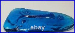Vintage Mid Century Erik Hoglund Style Kosta Boda Blue Glass Face Wall Sconce