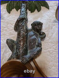 Vintage Monkey Palm Tree Two Light Wall Sconce Electric Candlebrea Set Of 2