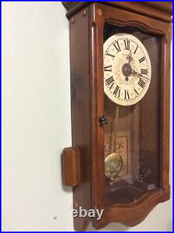 Vintage New England Co. 8 Day Wall Clock With Pendulum, Candle Holders Very Nice