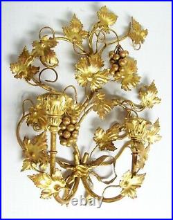Vintage ORMOLU Wall Sconce Candleholders Grapes