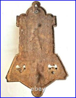 Vintage Old Antique Cast Iron Beautiful Face France Wall Hanging Holder / Stand