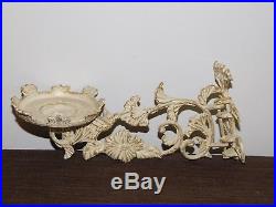 Vintage Old House Ornate Metal Cast Iron Flower Wall Candle Oil Lamp Holder
