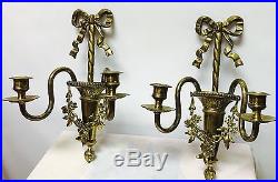 Vintage Ornate Brass Double Wall Decor Candle Holder
