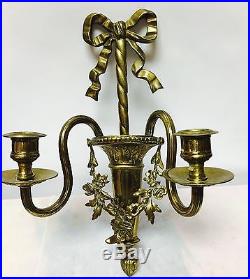 Vintage Ornate Brass Double Wall Decor Candle Holder