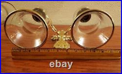 Vintage Ornate Brass Sconces Pair Two Candle Holder Victorian Scroll Style Large