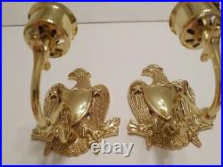 Vintage Ornate Brass USA Set of Eagles Wall Candle Holder Scones Pair VGC