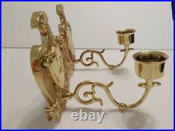 Vintage Ornate Brass USA Set of Eagles Wall Candle Holder Scones Pair VGC