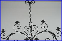 Vintage Ornate Very Large Hanging Wrought Iron Wall Sconce Candle Holders