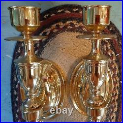Vintage Pair BRASS CANDLE HOLDER WALL SCONCES Classic CANDLE STICK