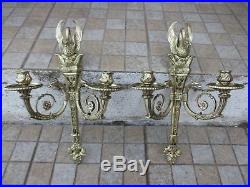 Vintage Pair Brass Wall Double Arm Candle Holder Ornate With Swan And Birds Head