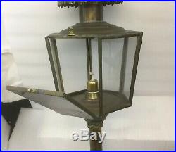 Vintage Pair Carriage Style Brass Candle Lanterns Flying Eagle Wall Mount