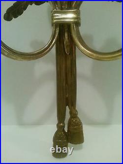 Vintage Pair Double Arm French Rococo Style Wall Sconce Candle Holder