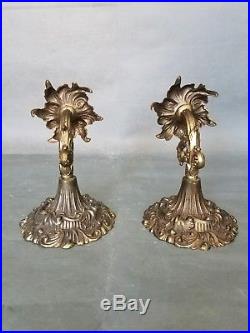 Vintage Pair Elegant metal Wall Candle Holder Sconces Ornate
