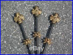 Vintage Pair Gothic Cast Iron & Gilt Candle Sconces Wall Hanging Candle Holders