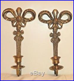 Vintage Pair Od Cast Metal Wall Sconces Candlesticks Candle Holders
