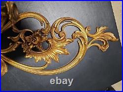 Vintage Pair Of 1978 Syroco Home Interiors #4048 Ornate Gold 5 Arm Wall Sconce