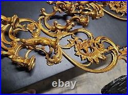 Vintage Pair Of 1978 Syroco Home Interiors #4048 Ornate Gold 5 Arm Wall Sconce