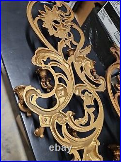 Vintage Pair Of 1978 Syroco Home Interiors #4048 Ornate Gold 5 Arm Wall Sconce