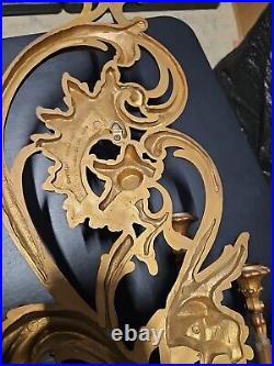 Vintage Pair Of 1978 Syroco Home Interiors #4048 Ornate Gold 5 Arm Wall Sconce