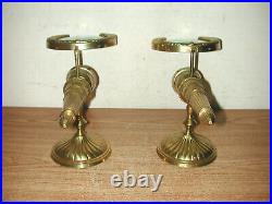 Vintage Pair Of Brass Metal Magnifying Glass Candle Holder Wall Sconces