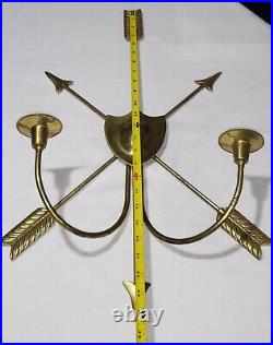 Vintage Pair Of Glo-mar Artworks Inc Ny Neoclassical 3 Arrows Brass Wall Sconce