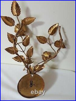 Vintage Pair Of Gold Florentine Wall Sconce Candle Holders