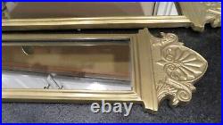 Vintage Pair Set of 2 Brass Mirror & Candle Wall Sconces