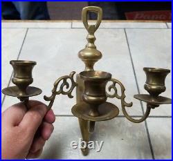 Vintage Pair WILLIAMSBURG RESTORATION Brass Wall SCONCE CANDLE HOLDERS