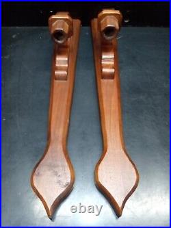 Vintage Pair Wooden Wood Wall Sconce Candle Stick Holder Country Farmhouse 21