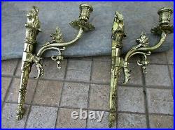 Vintage Pair in Brass Beautiful Olympic Torch Figural Candle Holder Wall Mount