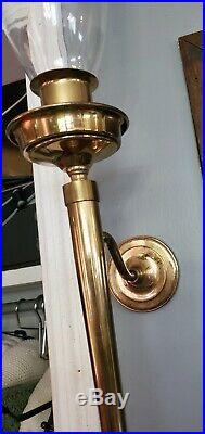 Vintage Pair of BALDWIN Brass Hurricane Style Candle SCONCES Wall Candle holders
