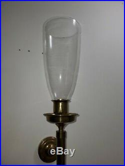 Vintage Pair of BALDWIN Brass Hurricane Style Candle SCONCES Wall Candle holders